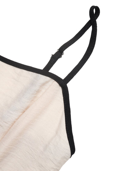 Women's Contrast Trim Spaghetti Strap Wide Leg Jumpsuit