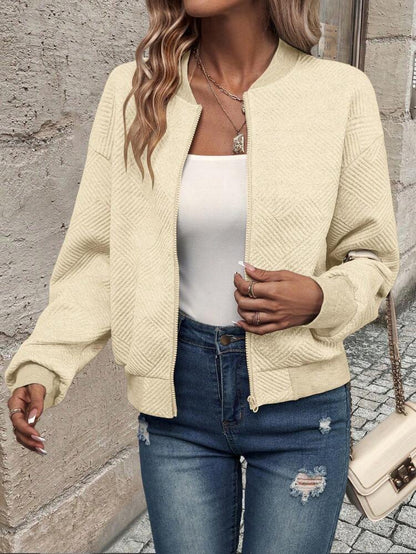 Women's Quilted Zip Up Bomber Jacket Casual
