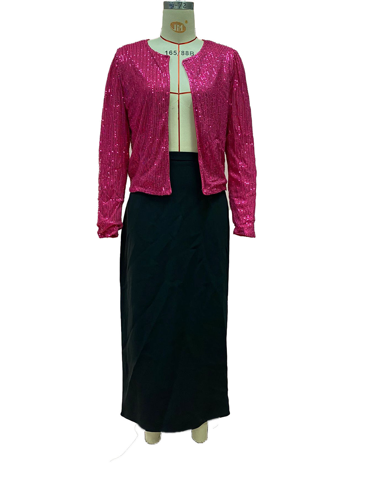 Women's Sequin Zip Up Cropped Jacket Stand Collar