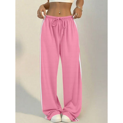 Women High Waist Side Stripe Baggy Wide Leg Sweatpants