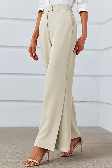 Women's High-Waisted Split Wide-Leg Pants – Elegant Business Trousers
