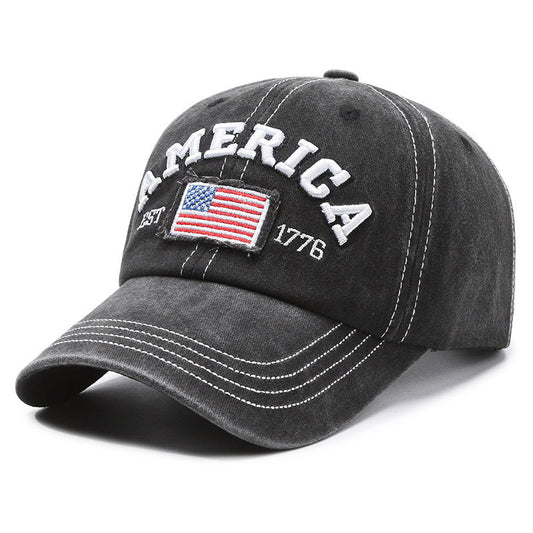 Black Vintage America Flag Embroidered Baseball Cap