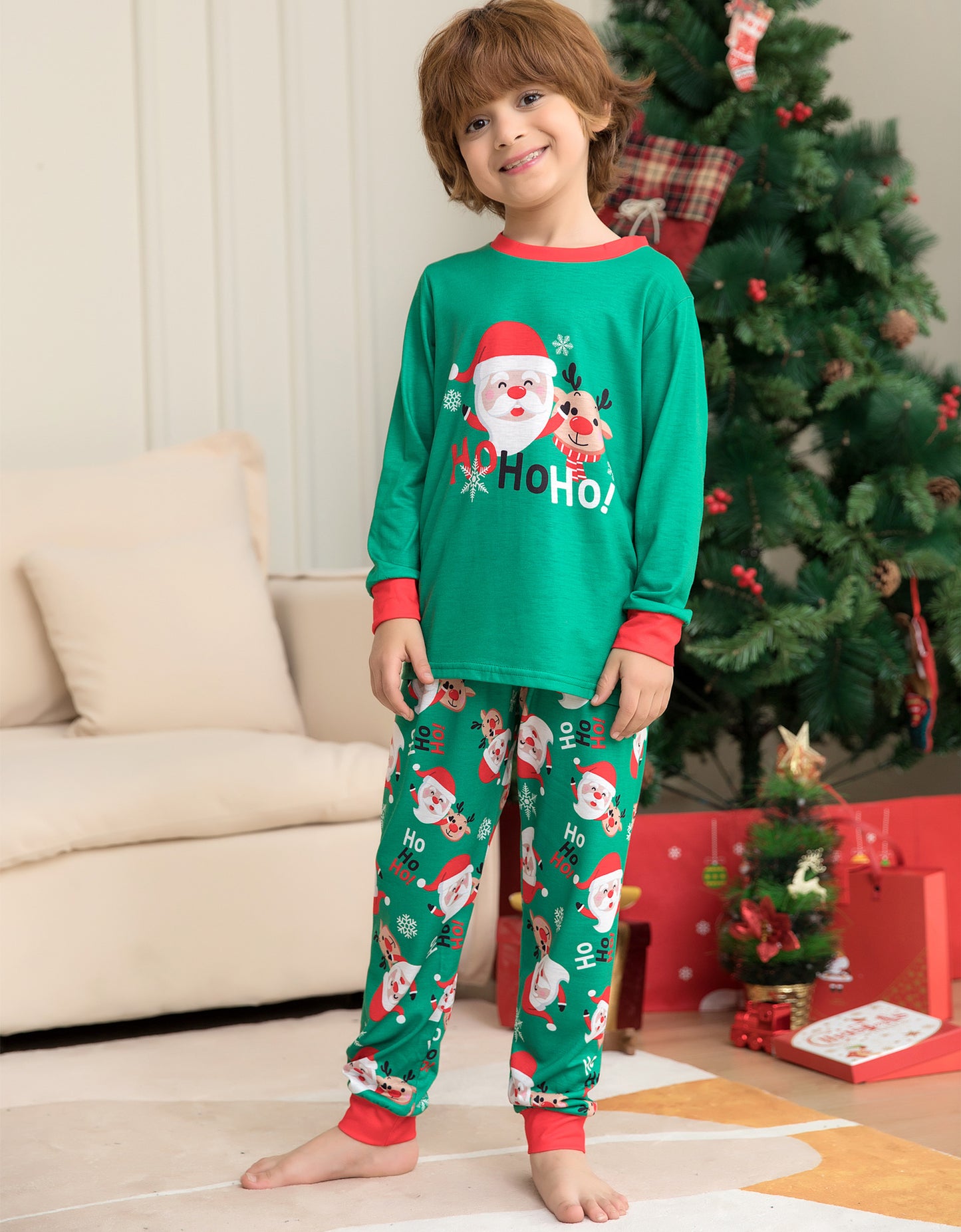 Santa Print Parent-child Set Christmas Pajamas