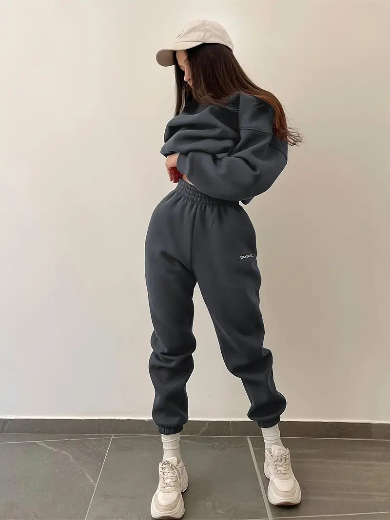 Women's Embroidered Sweatsuit Jogger Two Piece Set