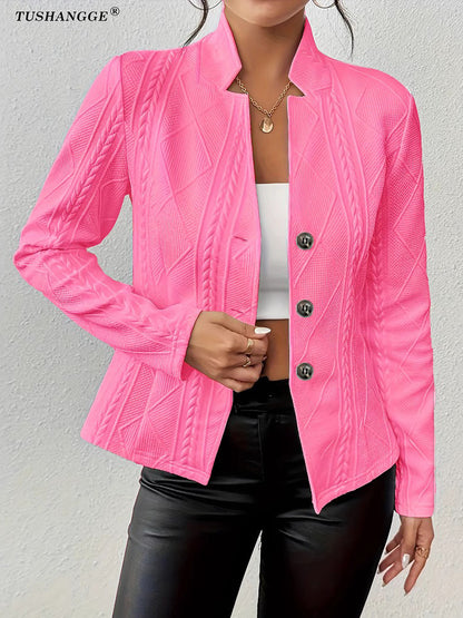 Women's Textured Button Front Blazer Jacket