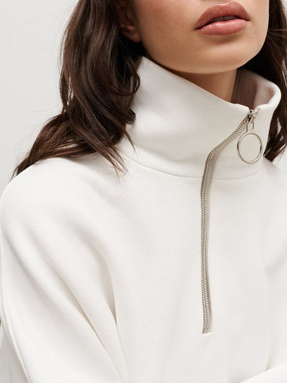 Women's Oversized Half Zip Collared Sweatshirt