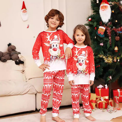 Cartoon Snowflake Deer Parent-child Dress Printed Christmas Pajamas