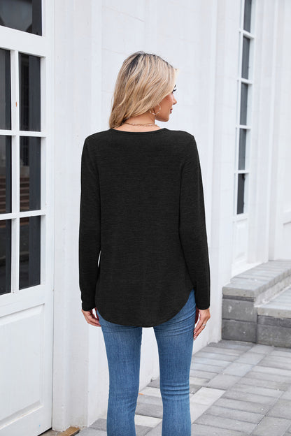 Women's V Neck Long Sleeve Oversized Tunic Top Casual