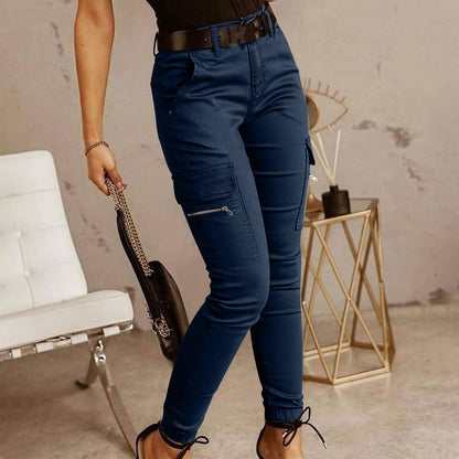 Women's Skinny Cargo Joggers Mid-Rise Cotton Pants