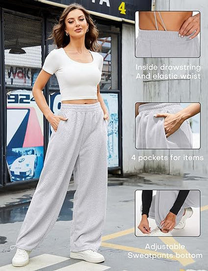 High Waist Drawstring Wide Leg Lounge Pants