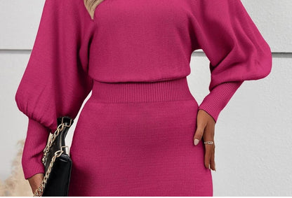 Ribbed Long Sleeve Sweater Dress Bodycon Midi