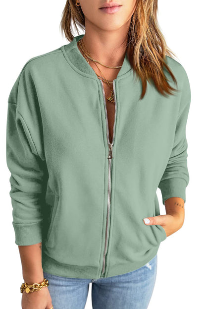 Women's Oversized Zip Up Bomber Jacket Casual