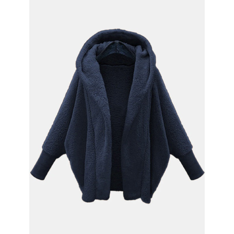Faux Fur Hooded Jacket Oversized Plush Long Sleeve Coat