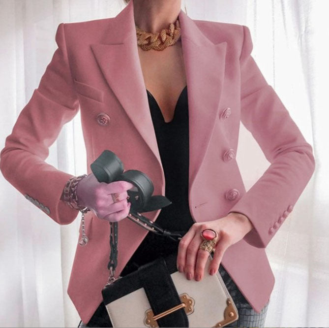 Cropped Double Breasted Blazer Jacket Tailored Fit