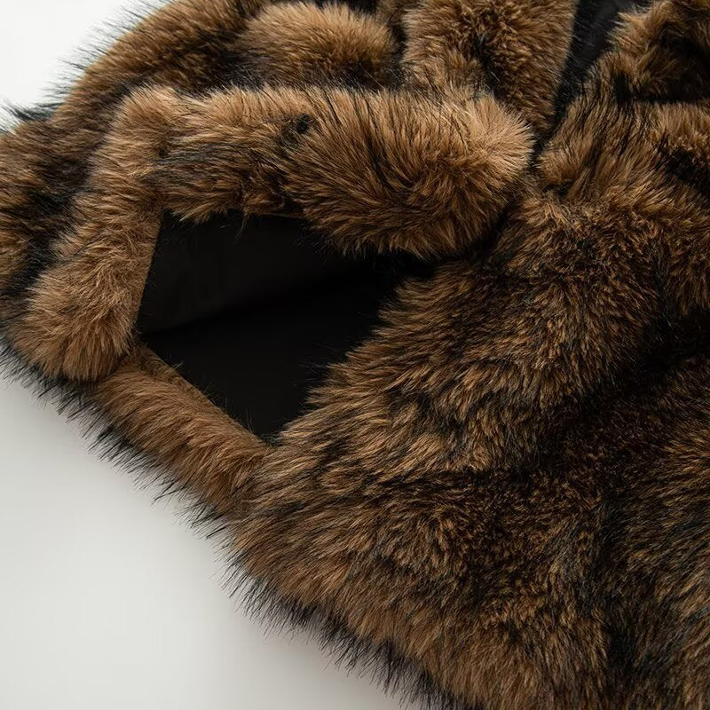 Women's Long Faux Fur Vest Sleeveless Lapel Winter Chic