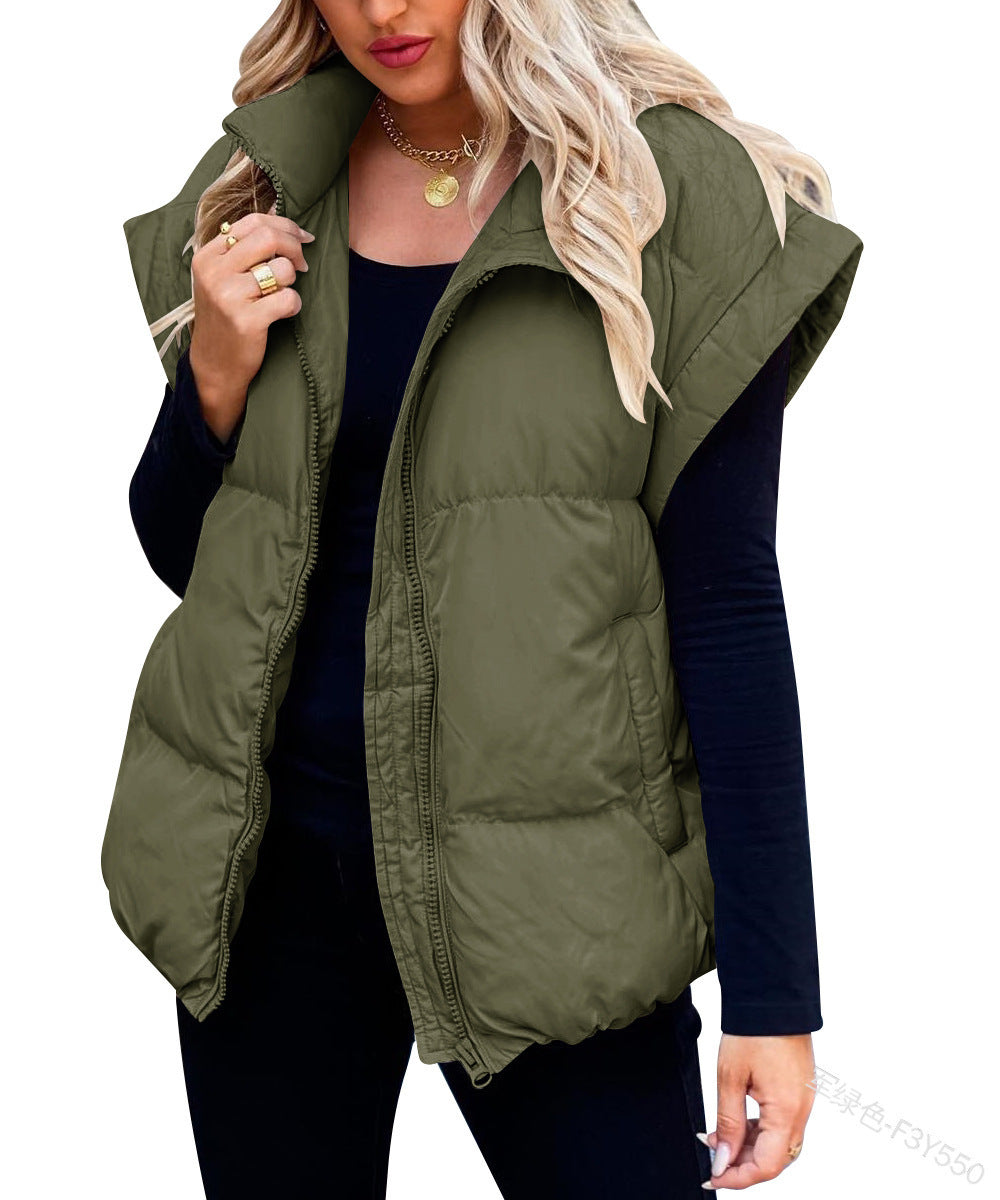 Women's Oversized Longline Puffer Vest Zip Up Pockets