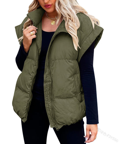 Women's Oversized Longline Puffer Vest Zip Up Pockets