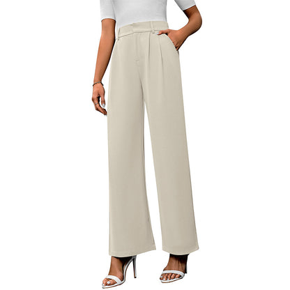 Women's High-Waist Wide-Leg Suit Pants - Elegant Office Trousers