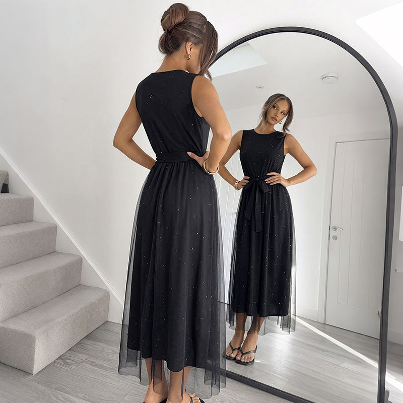 Elegant Black High Waist Maxi Dress for Travel & Party