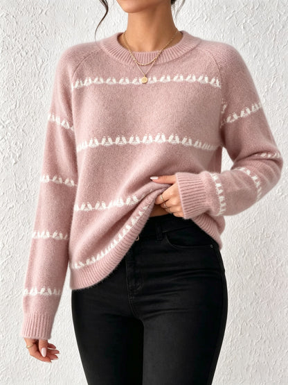 Oversized Crewneck Fair Isle Sweater Vintage Knit Pullover