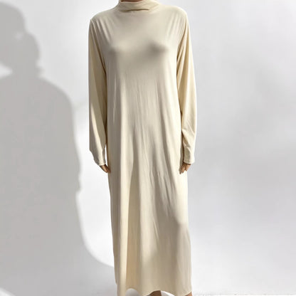 Women's Mock Neck Long Sleeve Knit Maxi Dress