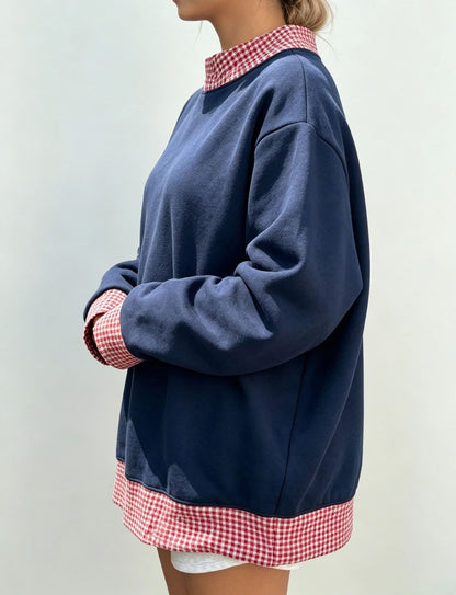Polka Dot Contrast Oversized Crewneck Sweatshirt