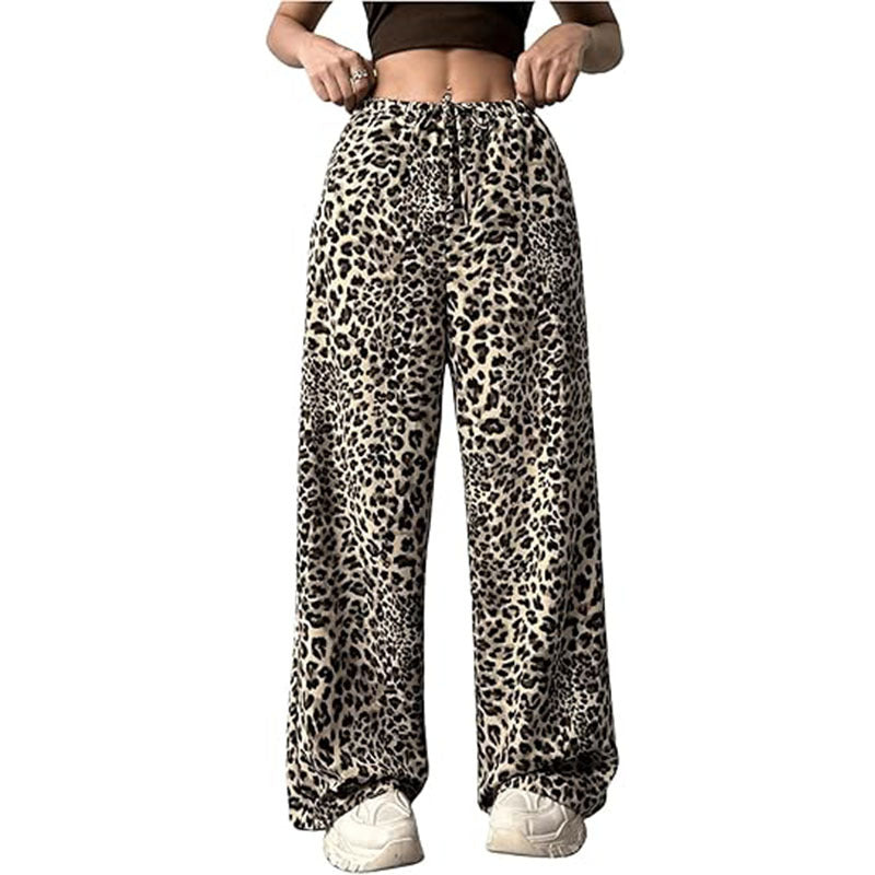 Low-Waist Leopard Print Wide-Leg Pants – Edgy Streetwear for Women