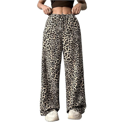 Low-Waist Leopard Print Wide-Leg Pants – Edgy Streetwear for Women