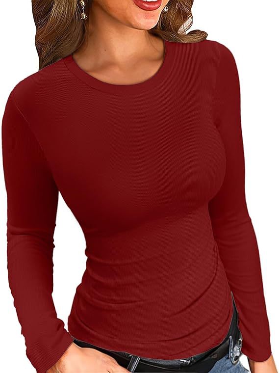 Ribbed Mock Neck Long Sleeve Slim Fit Top