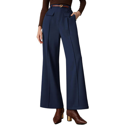 Women's High-Waist Wide-Leg Suit Pants – Elegant Business Trousers