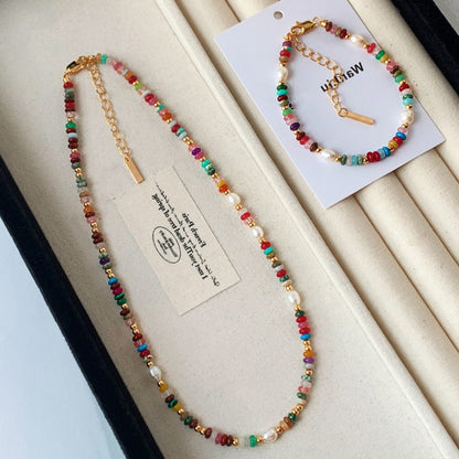 Multicolor Beaded Freshwater Pearl Necklace