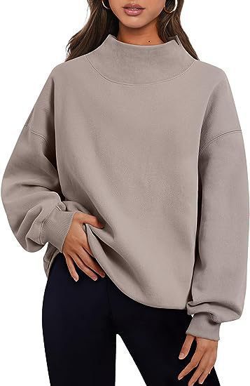 Women's Oversized Mock Neck Sweatshirt Pullover