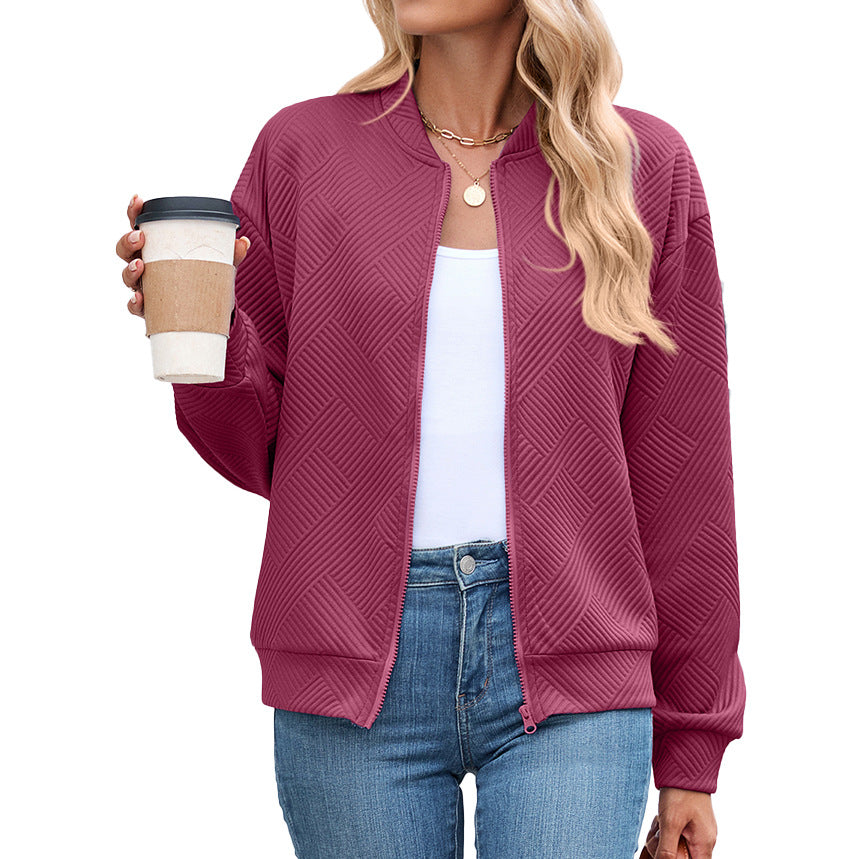 Women's Casual Zip Up Sweatshirt Jacket Long Sleeve Quilted