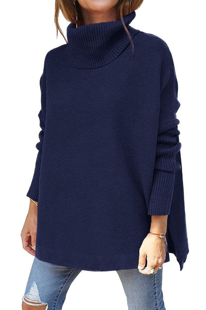 Womens Oversized Turtleneck Batwing Tunic Sweater