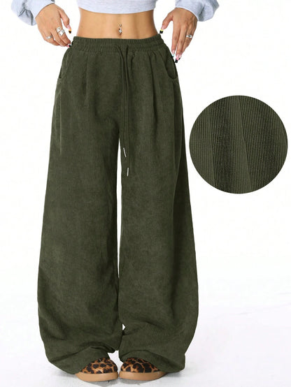 Women's High Waist Wide Leg Drawstring Casual Lounge Pants