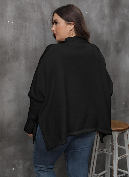 Women's Loose Split Bat Sleeve Semi-turtleneck Sweater