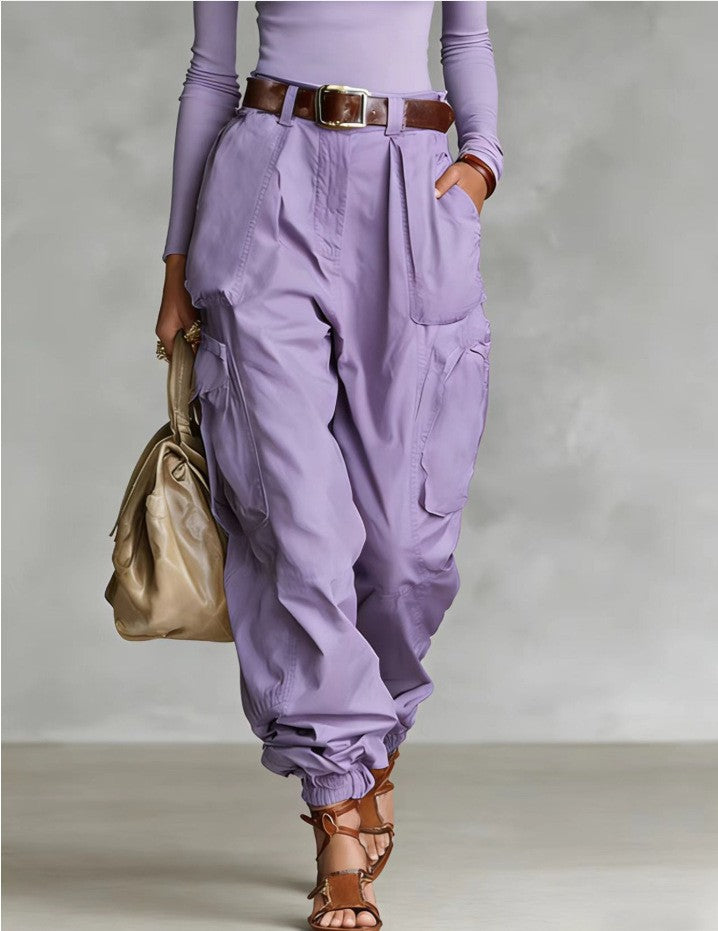 Women's Baggy Cargo Pants High Waisted Wide Leg Pockets