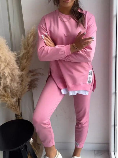 Women's Faux Two Piece Sweatshirt Jogger Set Streetwear