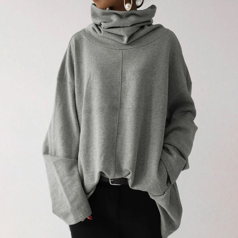 Women's Oversized Turtleneck Fleece Sweatshirt Pocket
