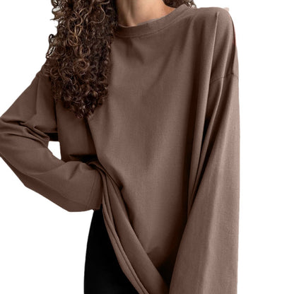 Women's Oversized Distressed Cotton Long Sleeve Tee