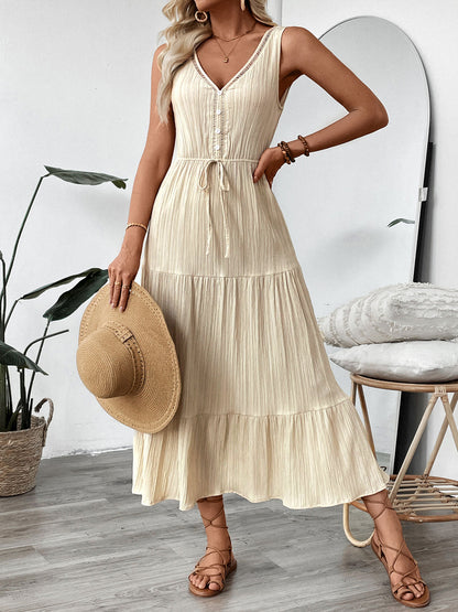 Women’s Sleeveless V-Neck Maxi Dress Summer Vacation