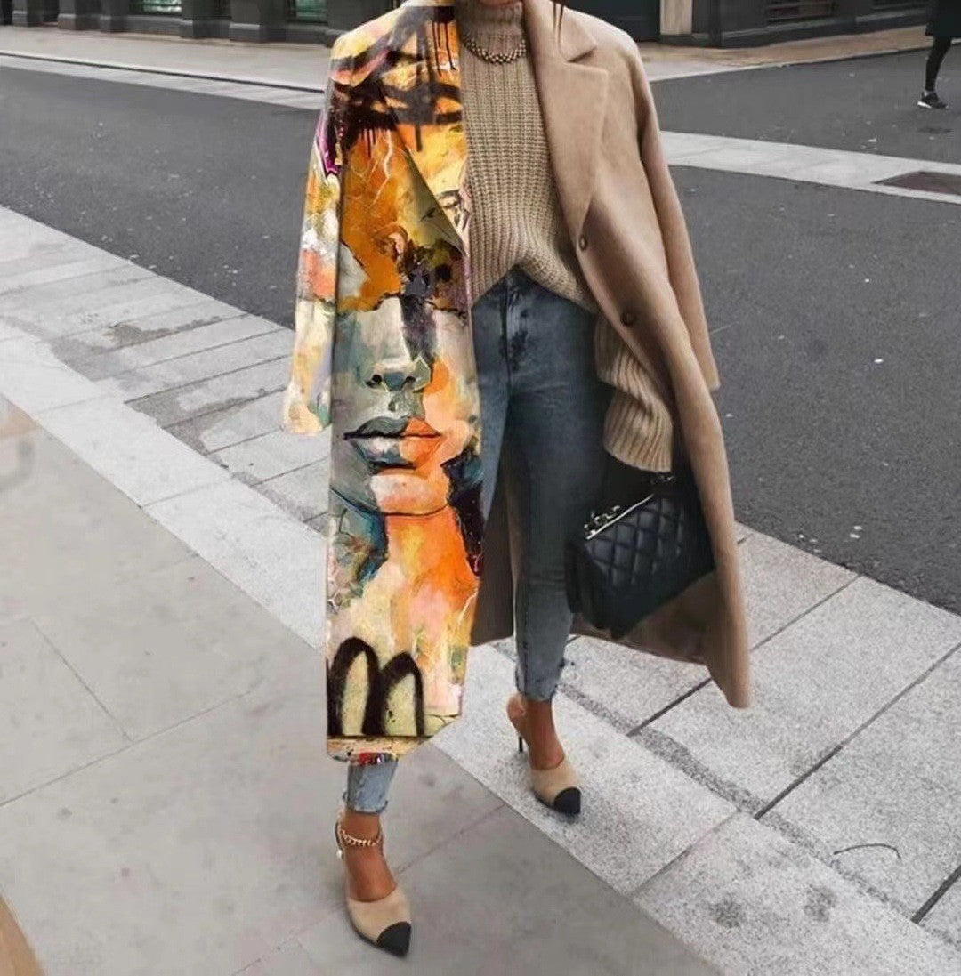 Women's Oversized Plaid Long Wool Blend Coat