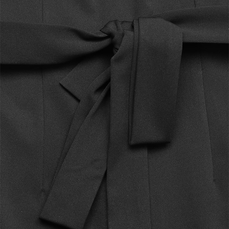 Sleeveless Color Block Jumpsuit Tie Waist Wide Leg