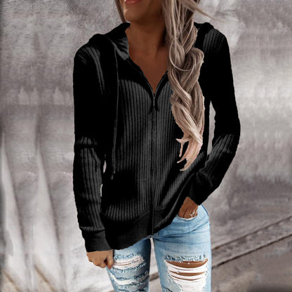 Women's Oversized Zip Up Hooded Knit Cardigan