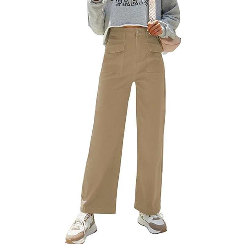 High-Waisted Loose Fit Cargo Pants with Pockets for Women