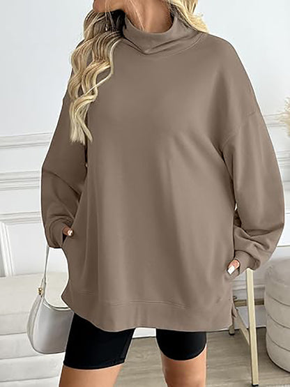 Women's Oversized Mock Neck Sweatshirt Casual Pullover