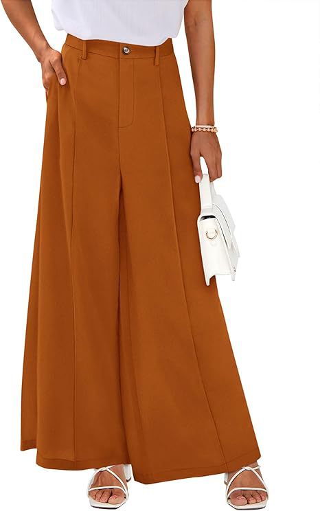 Women's High-Waisted Wide-Leg Palazzo Pants – Elegant Business Trousers
