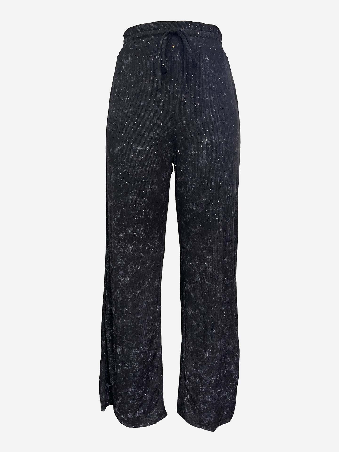 Sparkle Rhinestone Wide Leg Pants Drawstring Waist