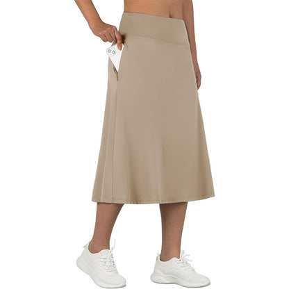 Women's High-Waisted A-Line Skirt with Pockets – Casual Sports Skirt