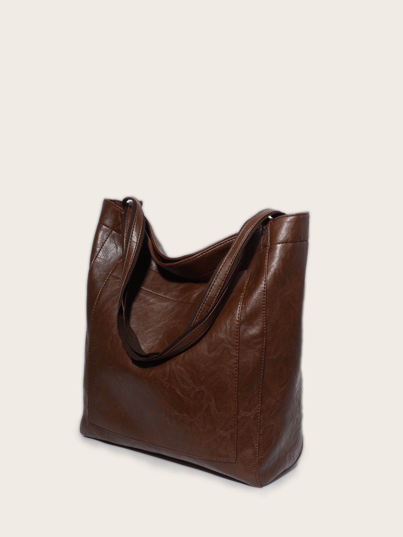 Vintage Soft Leather Tote Bag with Pocket Large Capacity